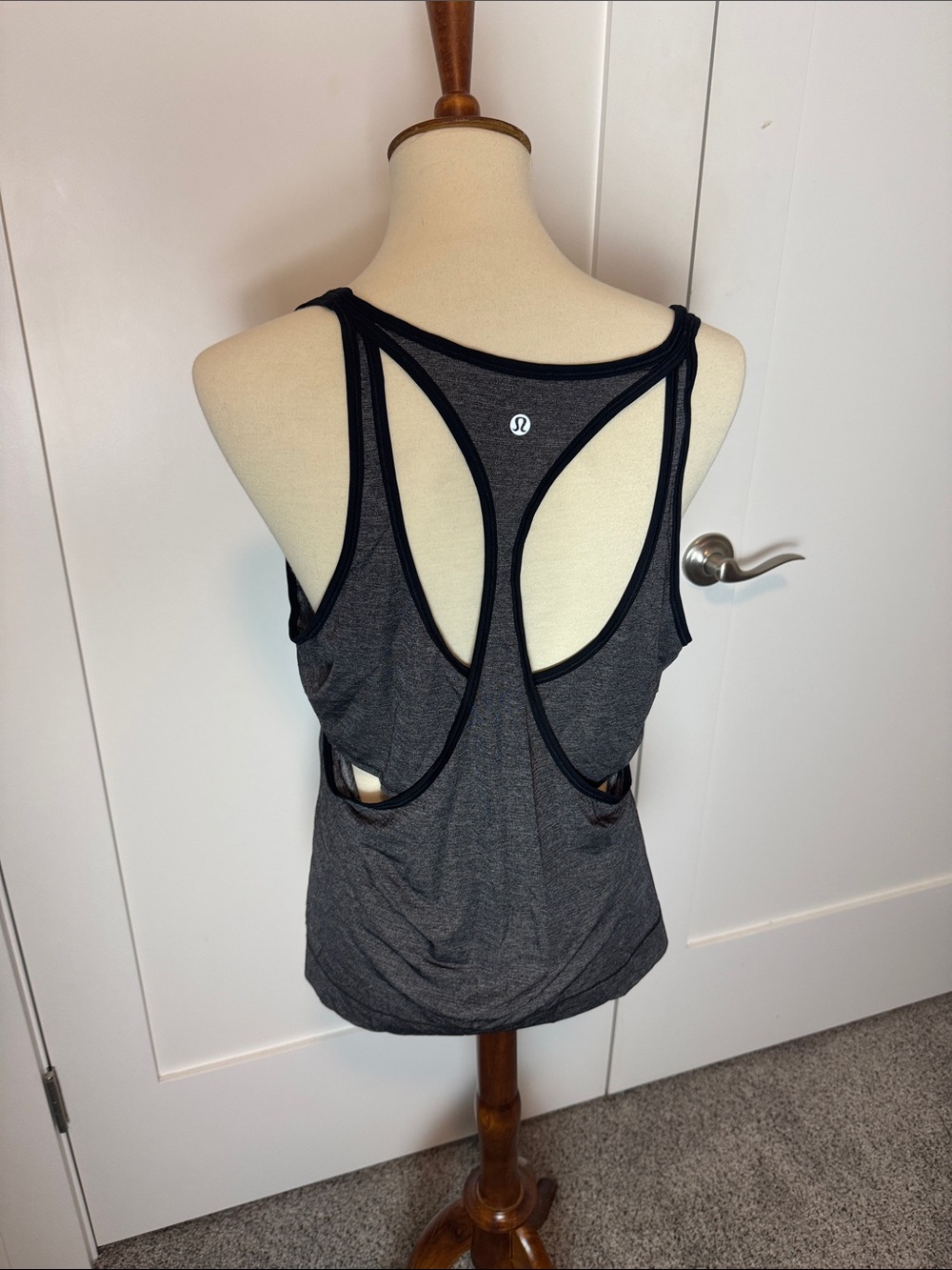 Lululemon Gray Open Back Racerback Tank Top Yoga Workout Run